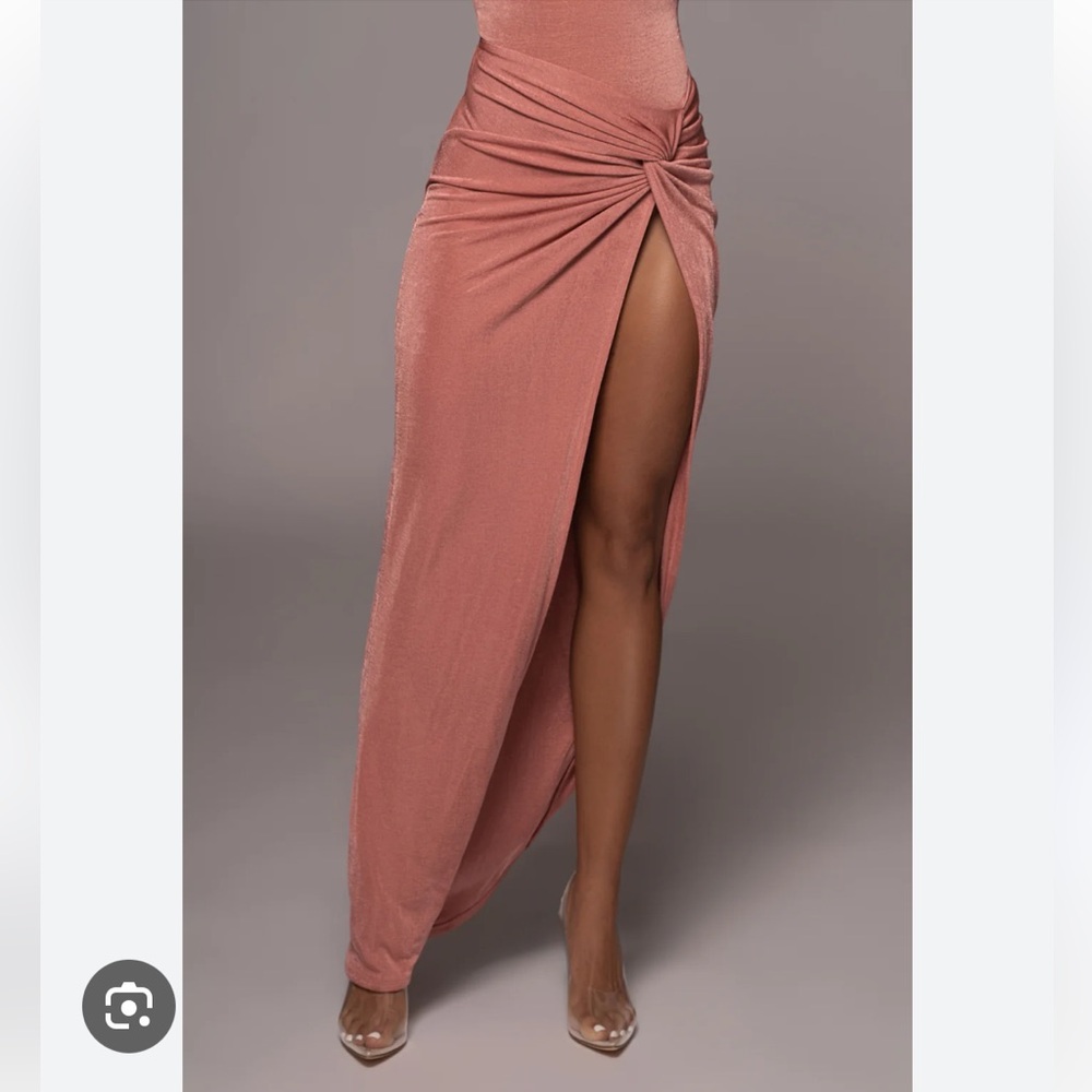 NEW JLUXLabel Kimora Slinky Maxi Skirt with high slit in Mauve - size XXL